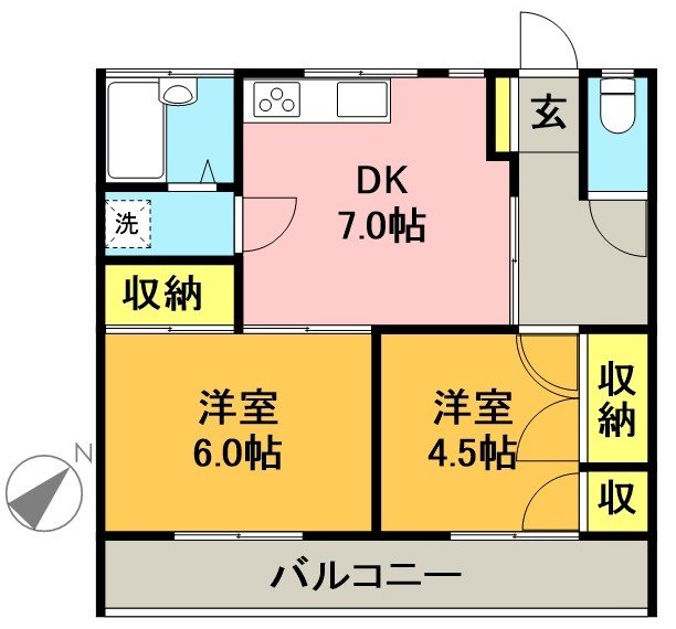 メゾンドゥルルベ 102号室 間取り
