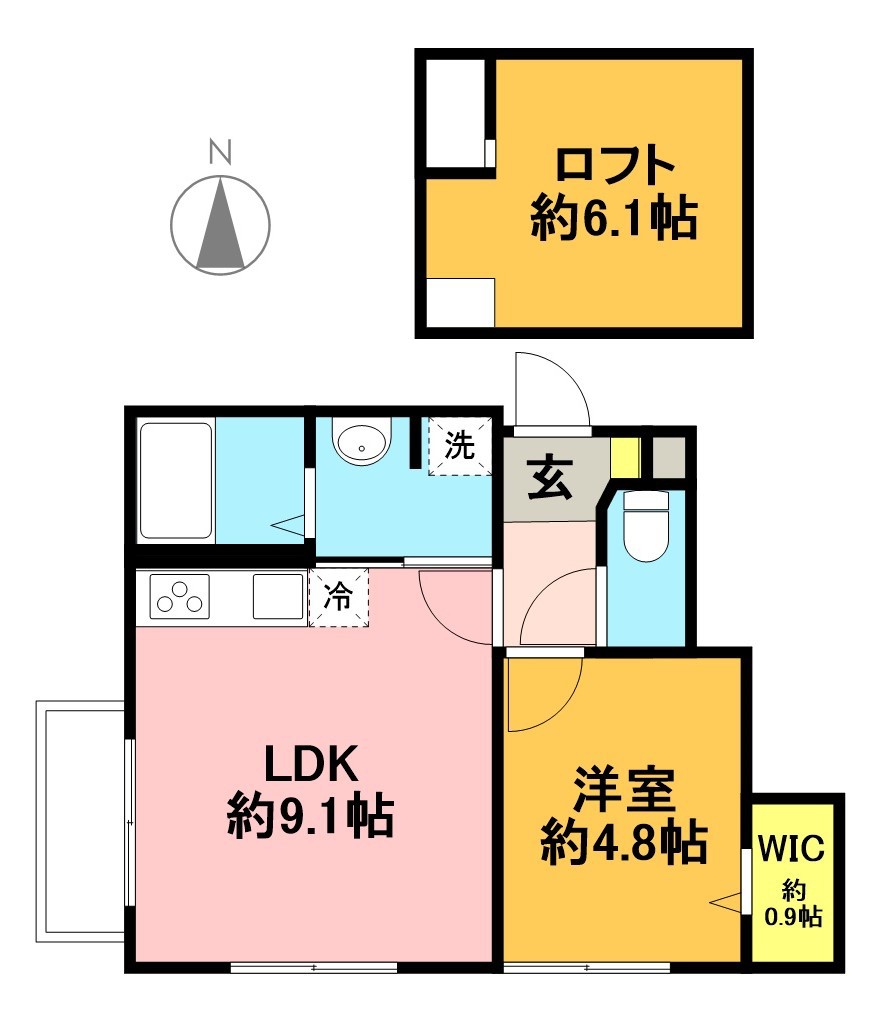 プリュネ 201号室 間取り