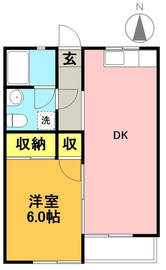 ハネキハイツ 2B号室 間取り