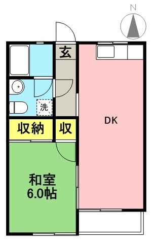 ハネキハイツ 2B号室 間取り
