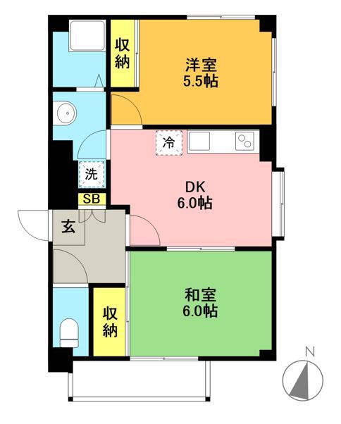 豪徳寺レジデンス（旧　ＹＫＢ赤堤） 201号室 間取り