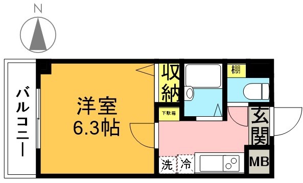 パークウェル下北沢 303号室 間取り