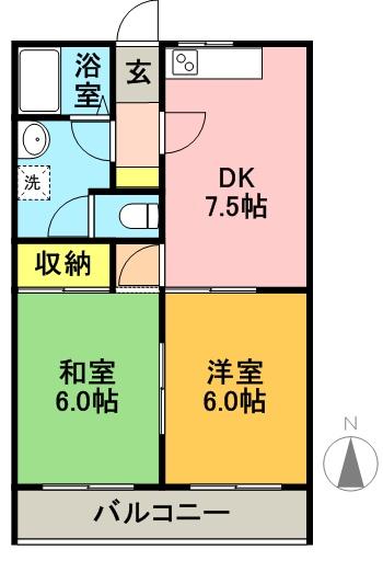 メゾンリバーサイドＡ棟 102号室 間取り