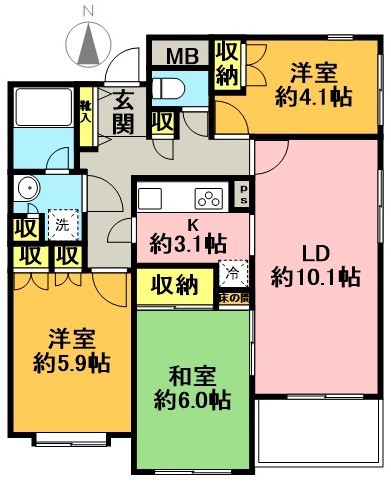 フラット浜田山 B305号室 間取り