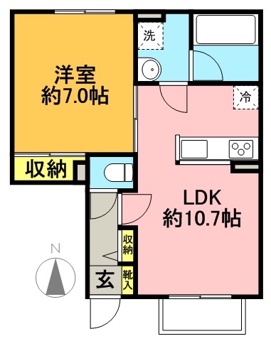 カサセレーナ B102号室 間取り