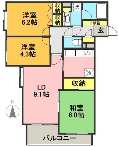 フラット浜田山 B304号室 間取り