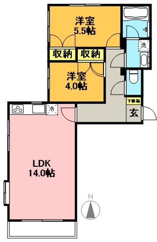 メゾンクレール 203号室 間取り
