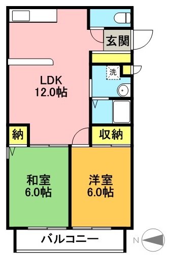 ロイヤルオーク 206号室 間取り