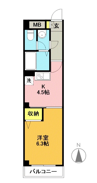 グランディール佐藤 602号室 間取り