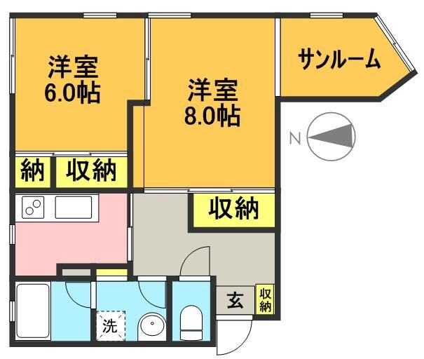 メイプルテラス 104号室 間取り