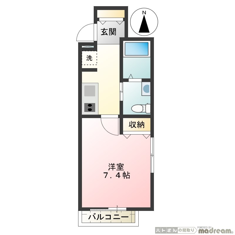 フラックス経堂 201号室 間取り