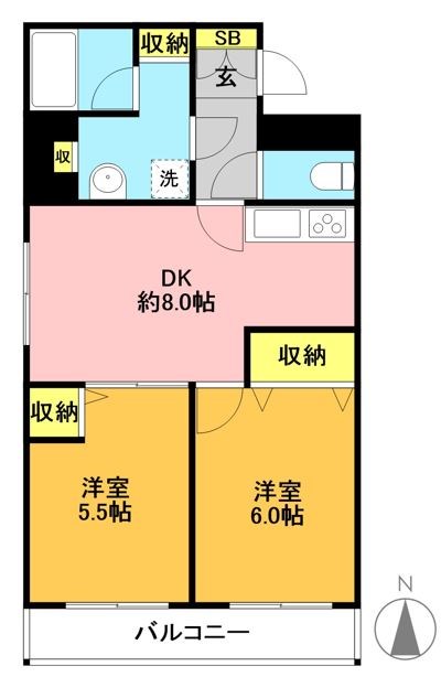 カルチェ欅  206号室 間取り