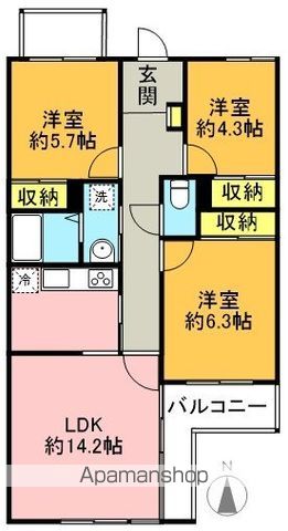 リズ梅ヶ丘 201号室 間取り