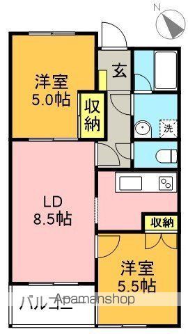 パラス松原 303号室 間取り