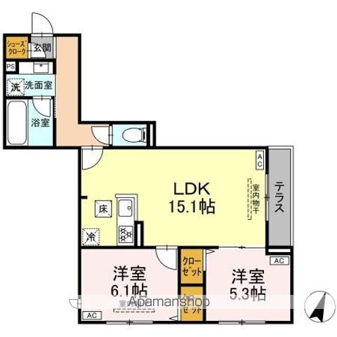 セレスティア船橋ＩＩ 102号室 間取り