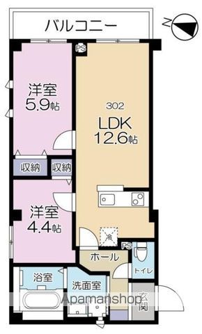 Ａ．ＦＬＡＴ　ＩＩ 302号室 間取り