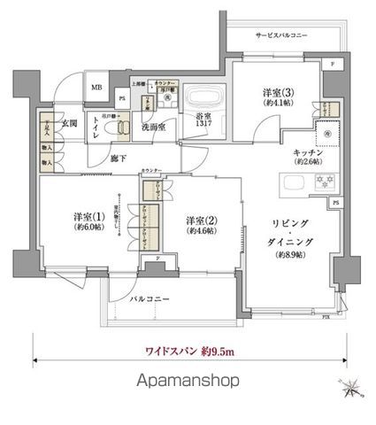 ＴＥＮＡＳ千歳船橋 301号室 間取り