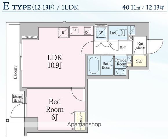 レジディア笹塚Ⅲ 1202号室 間取り