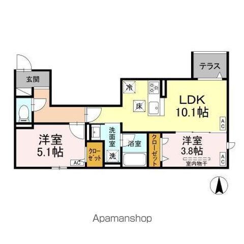 セレスティア上北沢 102号室 間取り