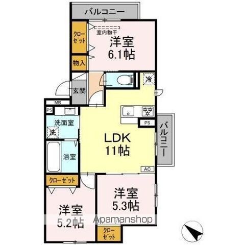 ＣＲＥＳＣＥＮＴＥ経堂　弐番館 205号室 間取り