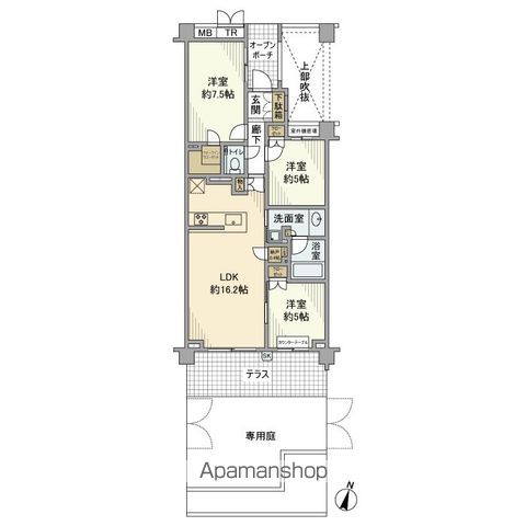 プラウド富士見ヶ丘コートテラス 112号室 間取り