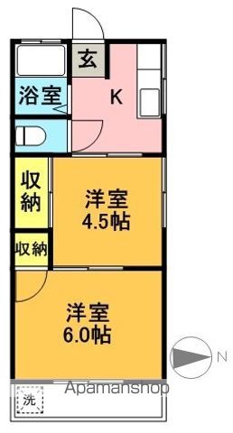 筑波荘 1号室 間取り