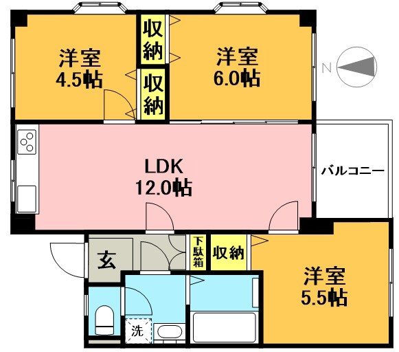 テルミニ宮脇  2B号室 間取り