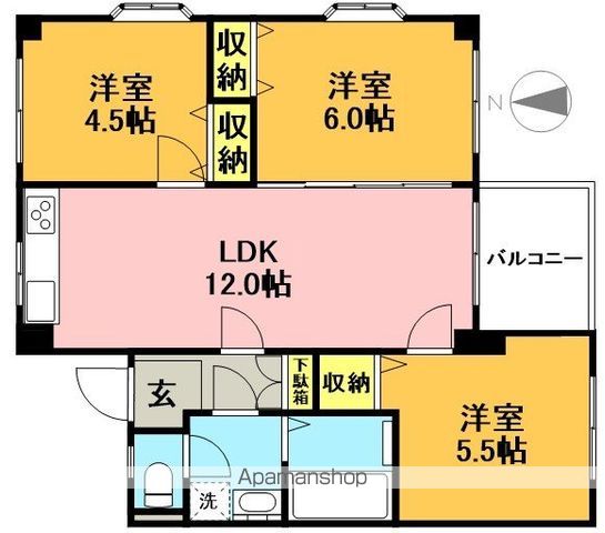 テルミニ宮脇 2B号室 間取り