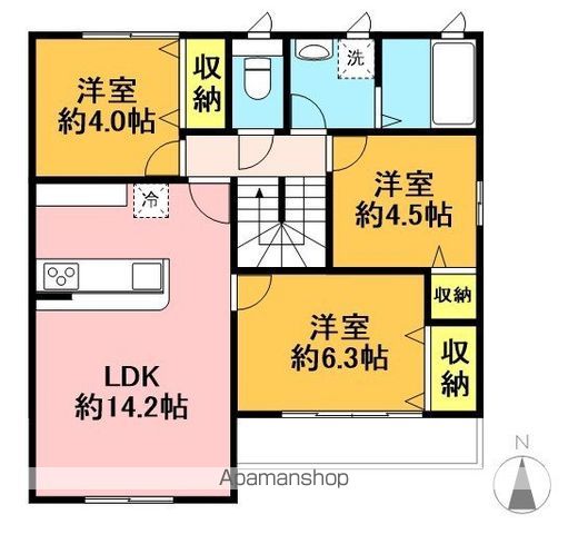 パインフィールド 202号室 間取り