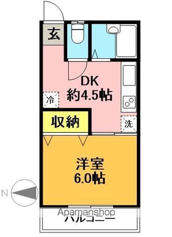 フラットハギワラ 2-B号室 間取り