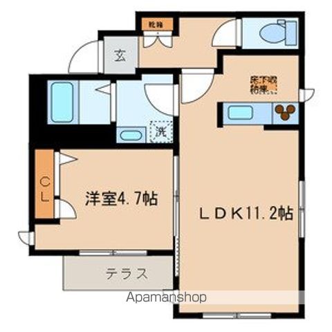 Ａｌｄｅｂａｒａｎ桜上水 102号室 間取り