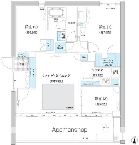 ガーデニエール砧　ＷＥＳＴ 1003号室 間取り