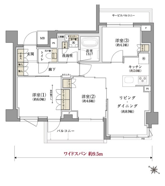 TENAS千歳船橋 301号室 間取り