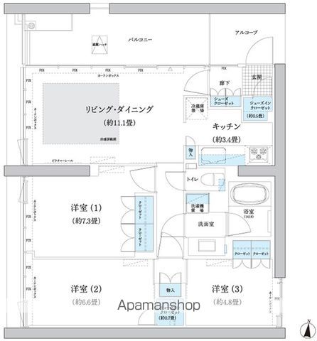 ガーデニエール砧　ＷＥＳＴ 625号室 間取り