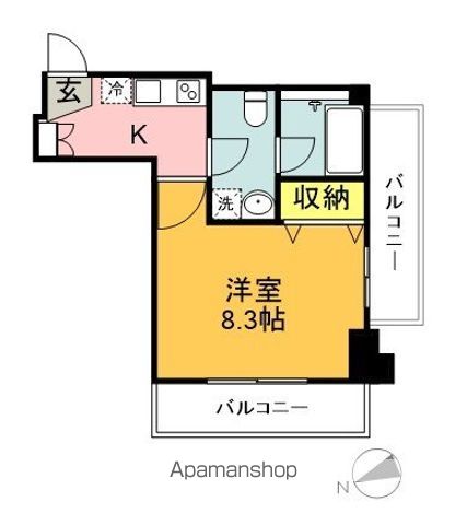 Ｇａｒｂｏ　ＨＡＭＡＤＡＹＡＭＡ 402号室 間取り