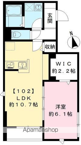 フィカーサ上北沢 102号室 間取り