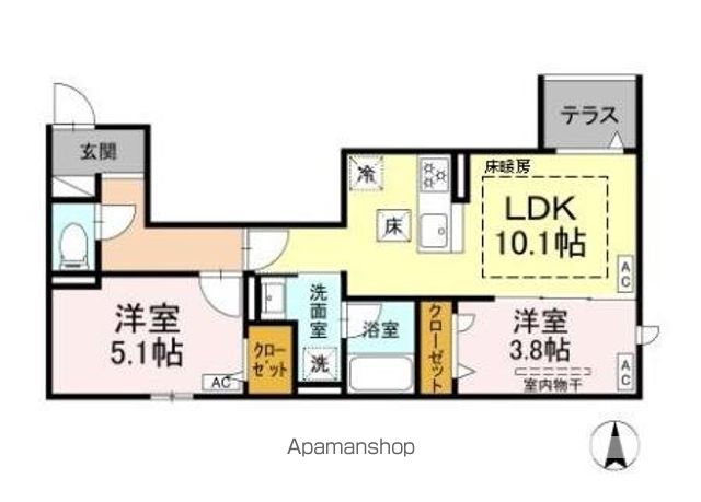 セレスティア上北沢 102号室 間取り