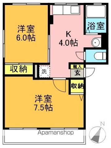プルミエールⅠ・Ⅱ Ⅱ-201号室 間取り