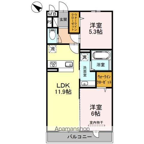 ＣＲＥＳＣＥＮＴＥ経堂（クレシェンテ）　壱番館 202号室 間取り