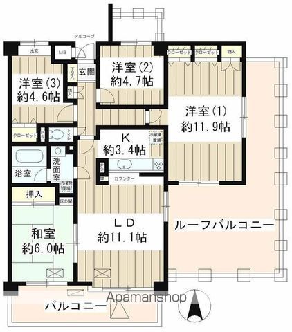 フィオーレ 602号室 間取り