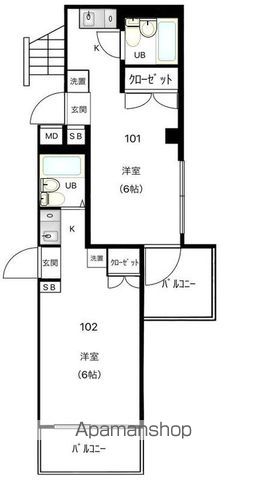クレッセント 101号室 間取り