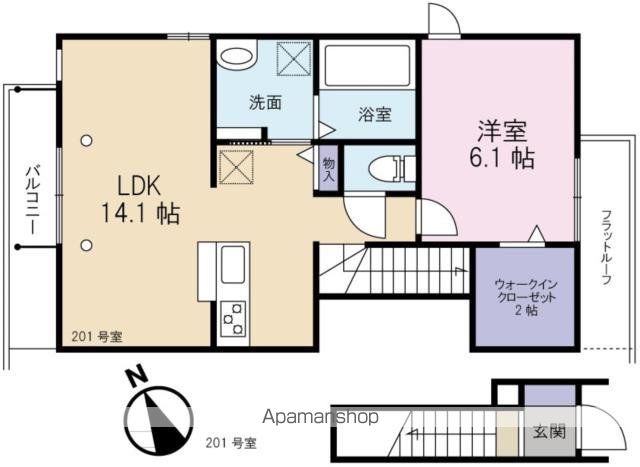 コンフォルト砧 201号室 間取り