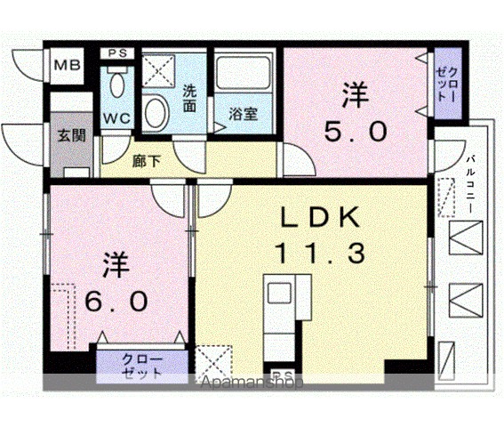 レジデンス桜樺 202号室 間取り
