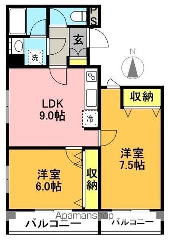 パインヒルズ東松原 302号室 間取り