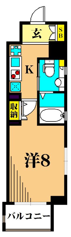 パークキューブ大井町 1301号室 間取り