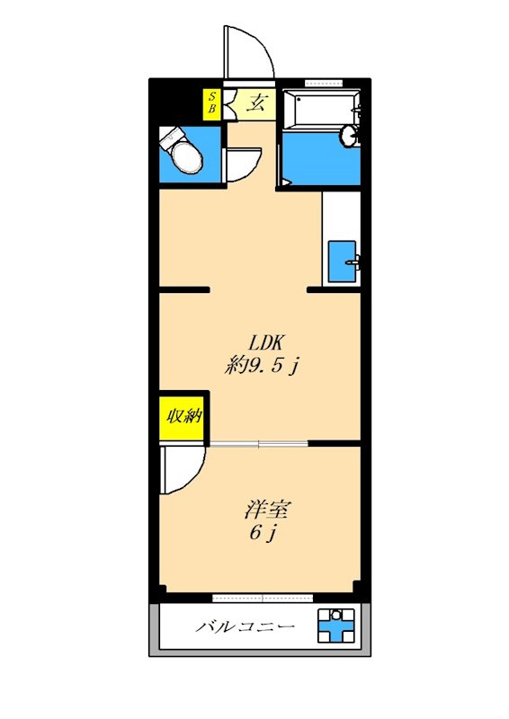 カザマビル 3B号室 間取り
