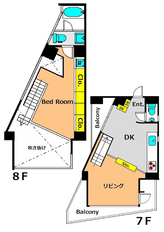 目黒リゾート 701号室 間取り
