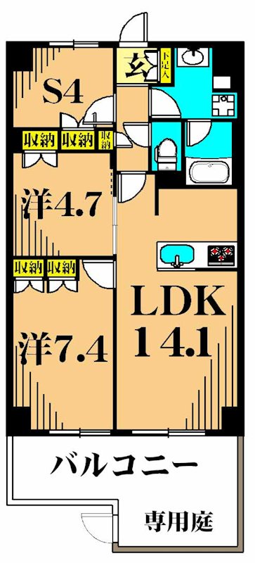 フレンシア洗足池 101号室 間取り