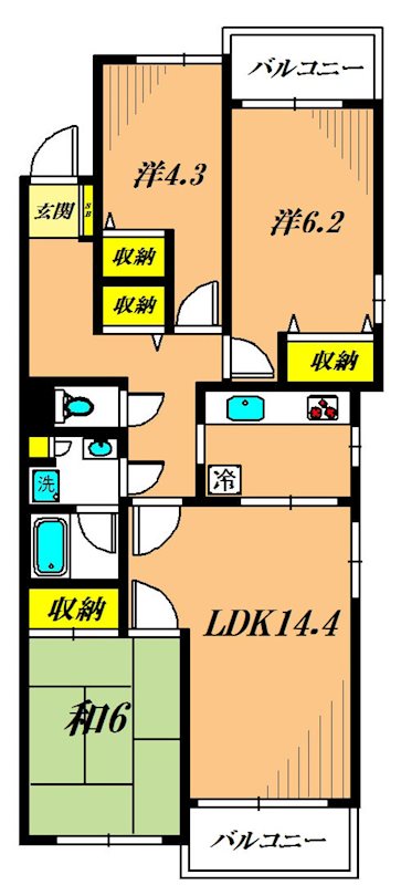 ランテルナ山王 305号室 間取り