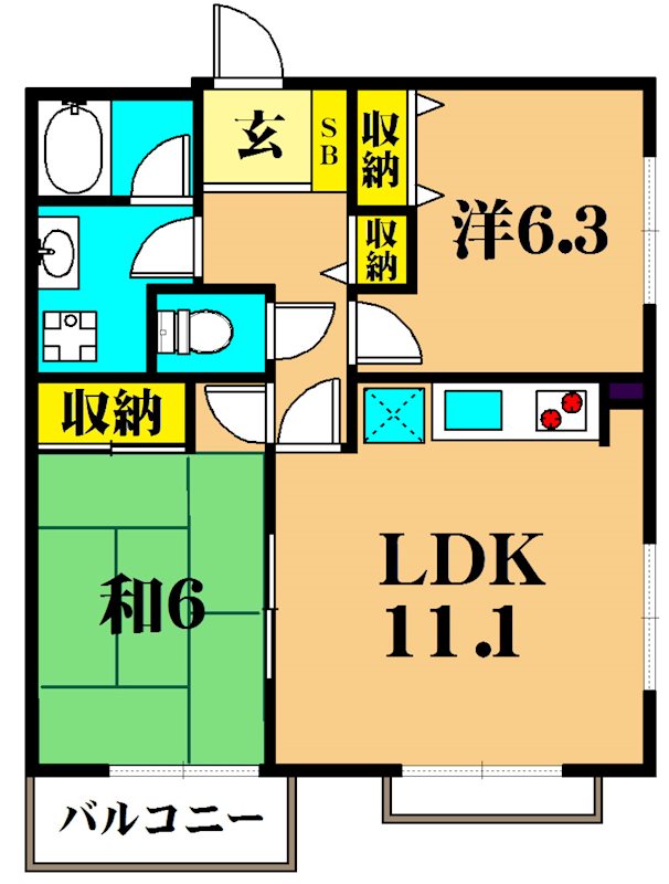 ブラウネスハイム大井町 201号室 間取り